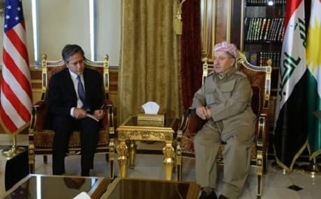 President Masoud Barzani met with Deputy Secretary of State Antony Blinken on Thursday. Photo: official
