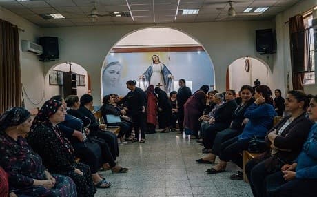 Displaced Christians from Nineveh plains in Erbil, Kurdistan Region. AP file photo.
