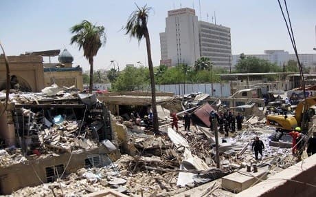 Aftermath of a bomb attack in the Iraqi capital Baghdad. AP file photo. 