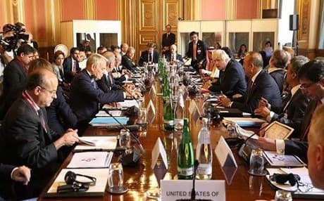 The HNC presented their framework at a meeting of several foreign ministers in the UK earlier this month. Photo: Boris Johnson Twitter