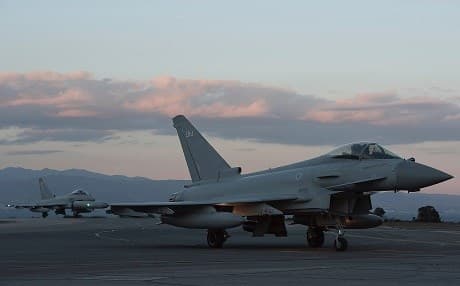 British Eurofighter Typhoon jet fighters based in Cyprus. AP file photo.