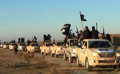 A convoy of Islamic State militants. Photo: AP/file