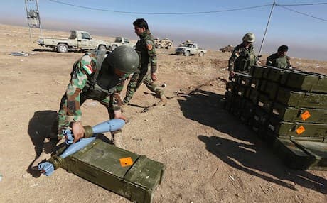 Kurdish Peshmerga soldiers on the Khazir front in eastern Mosul. Photo: Rudaw