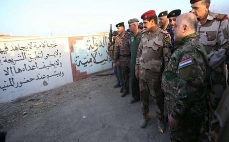 Prime Minister Haider al-Abadi visited Qayyara airbase Monday. Photo: PM Media Office
