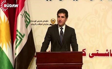 "Peshmerga forces have with their high values won the pride of the Kurdish nation and the whole world," said Kurdistan Region's Prime Minister Nechirvan Barzani. Rudaw screengrab. 