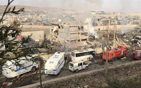 A PKK bombing of a police headquarters in Cizre in August killed 11 officers. Photo: AFP