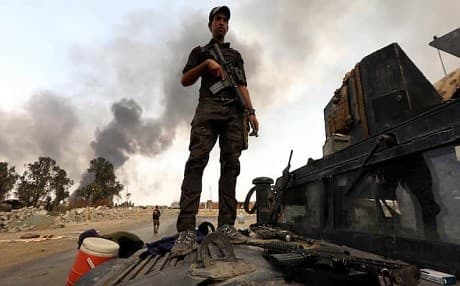 Iraqi security forces in Qayyarah, south of Mosul, following the town's liberation in late August. Photo: AFP