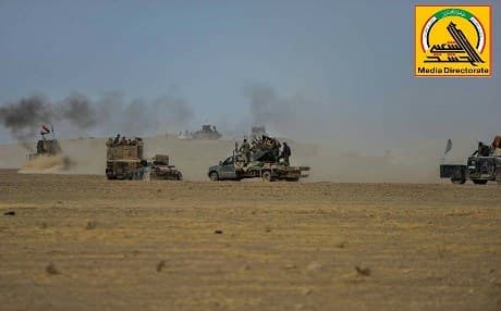 Hashd al-Shaabi forces clear the area of Tal Afar airport. Photo: PMU media