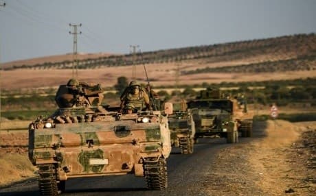 Turkish armored personnel carriers (APC) participating in the Euphrates Shield operation in Syria. AFP file photo. 