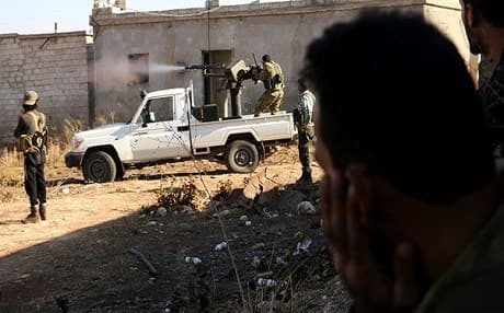 Free Syrian Army forces on the outskirts of Dabiq, Syria in October. Photo: AFP