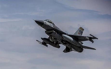 A Turkish Air Force F-16 jet fighter bomber. AA photo. 