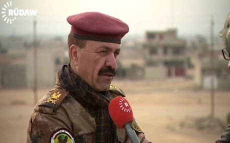 Commander of the Iraqi Golden Division, Major General Fazil Barwari, speaking with Rudaw in Mosul on Thursday. Photo: Rudaw video
