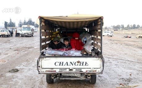 Syrians leaving eastern Aleppo arrive in Khan al-Assal region, which is under rebel control. Photo: Baraa al-Halabi/AFP