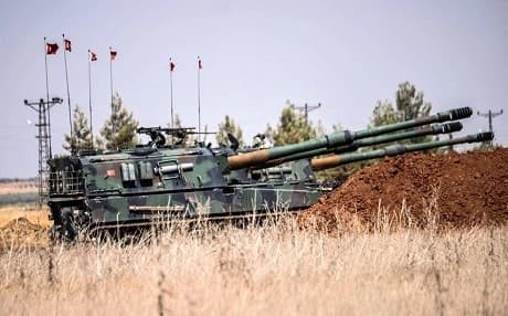 Turkish artillery facing the northern Syria on the border between the two countries. AFP photo