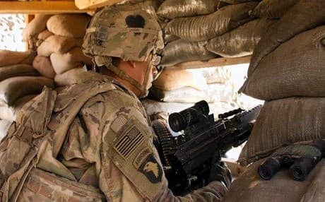 A US soldier at Camp Swift in northern Iraq in September. Photo: Susannah George/AP