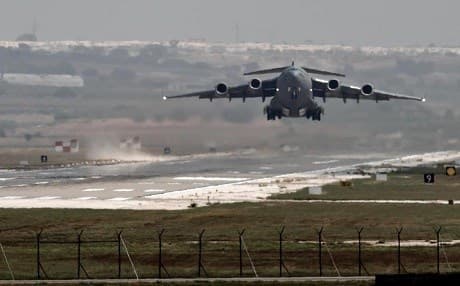 A US Air Force plane takes off from Turkey's Incirlik Airbase. AP file photo.
