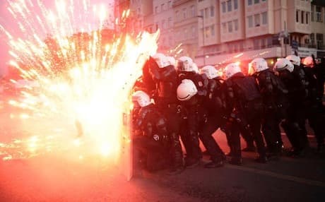 Firat News also reported that police used tear gas, water cannon and rubber bullets to disperse the protesters. Photo: AFP