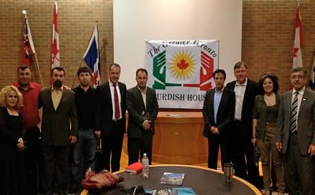 Members of the Kurdish House Board of Directors with Dr. Alan Dilani Pesident of World Kurdish Congress (WKG) and Canadian MP Jim Karygiannis, June 2013. Sartip Kakaee (third from the left). Photo courtesy of Kakaee