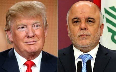 US President Donald Trump and Iraqi PM Haider al-Abadi.