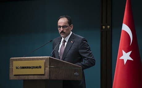 Ibrahim Kalin, the spokesperson to the Turkish presidency, speaks during a press conference in Ankara on Friday. Photo: AA
