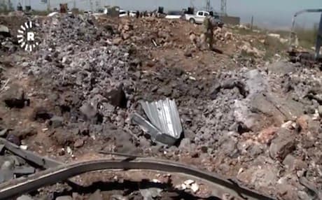 The wreckage of a base by Turkish warplanes on Mount Shingal. Photo: Rudaw photo