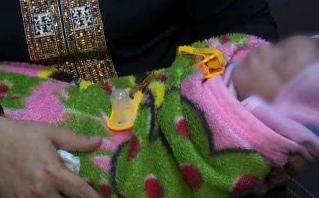 This baby's father was an Iraqi ISIS militant, but the mother who is now in a camp in Kirkuk, does not know the father's name. Photo Rudaw