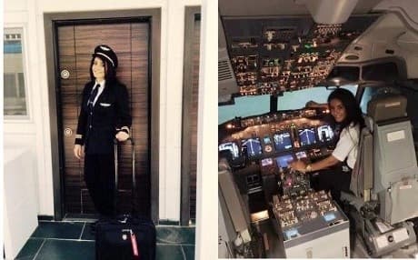 Warte Abubakir Ali seen in the cockpit of an airplane. Photo: Iraqi MOT