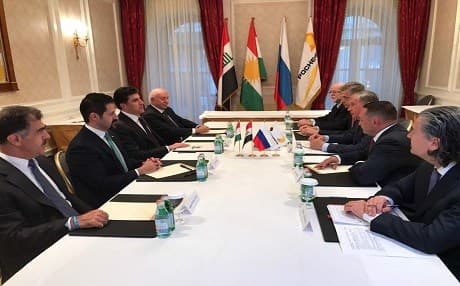 Kurdish delegation headed by Prime Minister Nechirvan Barzani [L] meets with the management board of the Russian oil giant Rosneft, including Chief Executive Officer Igor Schein. Photo: KRG media office 