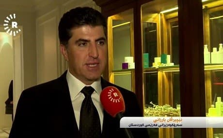 Prime Minister Nechirvan Barzani speaking with Rudaw in St. Petersburg. Photo: Rudaw TV