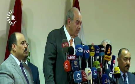 Ayad Allawi, leader of the Iraqi National Alliance faction in the Iraqi parliament, speaks to reporters following a meeting with Ammar al-Hakim, leader the Islamic Supreme Council of Iraq. Photo: Rudaw video