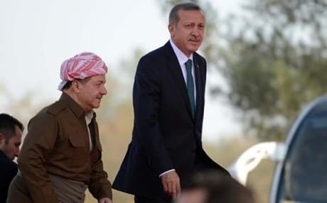 Kurdistan President Masoud Barzani (L) and Turkish President Recep Tayyip Erdogan. Photo: AA