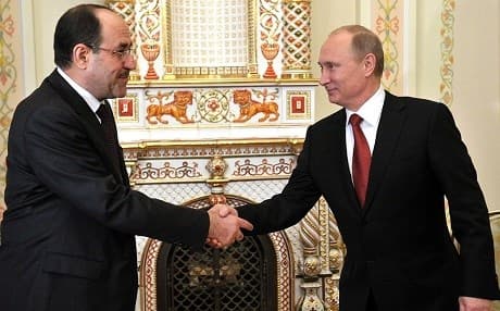 The then Iraqi Prime Minister Nouri al-Maliki [L] meets with Russian President Vladimir Putin in Moscow in October, 2012. Maliki negotiated an arms deal that was then put on hold amid a corruption and bribery scandal. Photo: Kremlin