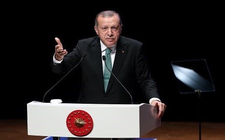 Turkish President Recep Tayyip Erdogan speaks at the Zaitin Burnur Art and Culture Center. Photo: AA