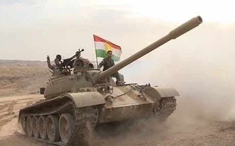 A Peshmerga tank in action against ISIS in Kirkuk region. Photo: Rudaw/file