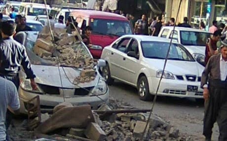 The earthquake caused damages to buildings and cars in the city center of Rania, near Erbil on August 23, 2017. Photo: Ranya City