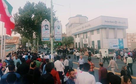People demonstrate in the city of Sanandaj on Thursday. Photo: @PDKIenglish