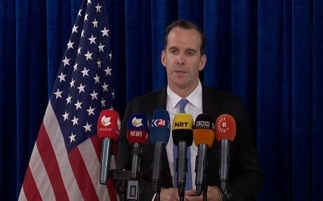 Brett McGurk, the US president's envoy to the anti-ISIS coalition, speaks at a press conference in Erbil, Kurdistan Region, on Sept. 14. Photo: Rudaw