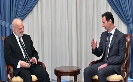 Iraqi Foreign Minister Ibrahim al-Jaafari meets with Syrian President Bashar al-Assad in Damascus in 2015. Photo: SANA