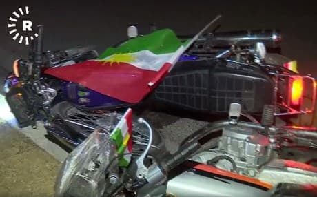Shots were reportedly fired at persons riding motorcycles, flying Kurdistan flags. Photo: Rudaw video