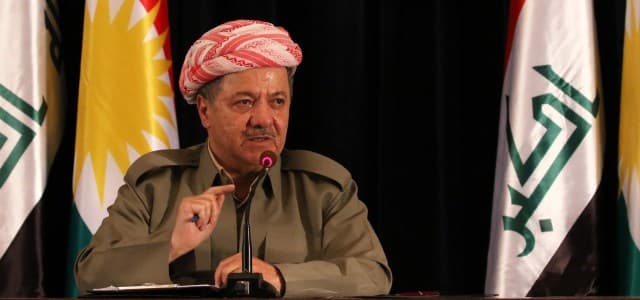 Kurdish President Masoud Barzani speaks during a press conference on September 24, 2017 in Erbil, on the eve of a vote on independence referendum. Barzani said that his people's partnership with Baghdad has failed and urged them to go to the polls. Photo: AFP/Safin Hamed