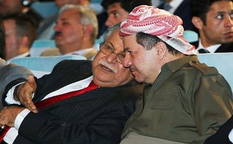 President Masoud Barzani visits the grave of the late former Iraqi President Jalal Talabani in Sulaimnai on October 7, 2017. 