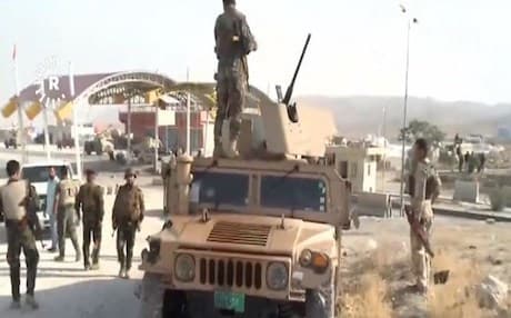 Peshmerga forces in Makhmour following Tuesday's clashes against Iraqi army and Iran-backed Hashd al-Shaabi militia. Photo: Rudaw video