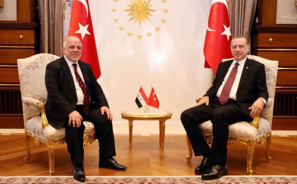 Iraqi Prime Minister Haider al-Abadi and Turkish President Recep Tayyip Erdogan met in Ankara on Wednesday. Photo: @HaiderAlAbadi