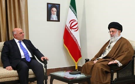 Iraqi Prime Minister Haider al-Abadi [L] and Iranian Supreme Leader Ayatollah Ali Khamenei meet in Tehran on October 26, 2017. Photo: Khamenei.ir