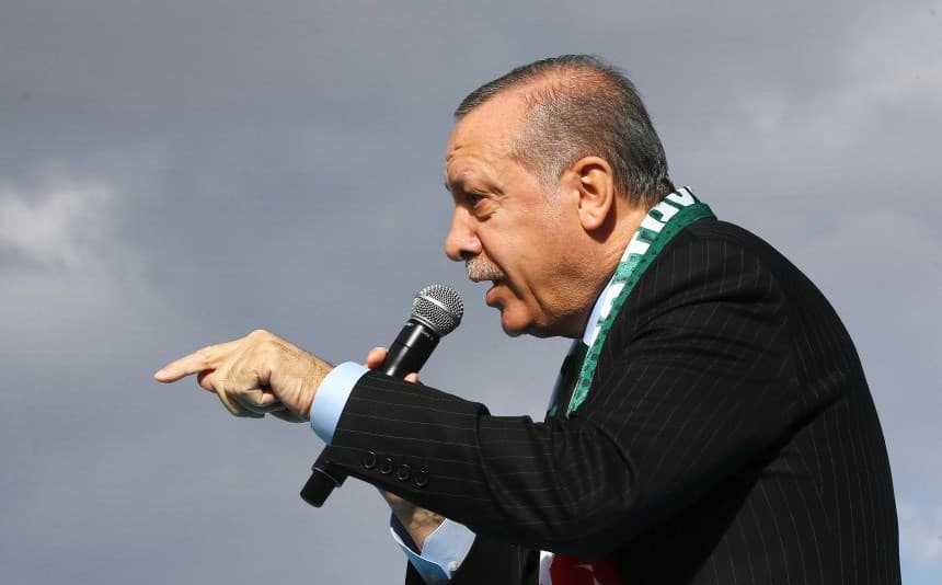 Turkish President Recep Tayyip Erdogan speaking in Konya, Turkey on October 28. Photo: AP
