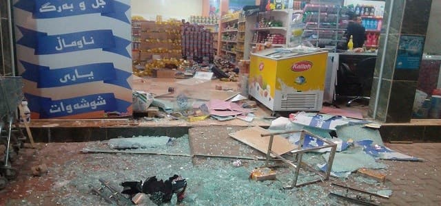 Material damages to a store in Halabja resulted after an earthquake struck on Sunday night. Photo: Osamah Golpy | Rudaw