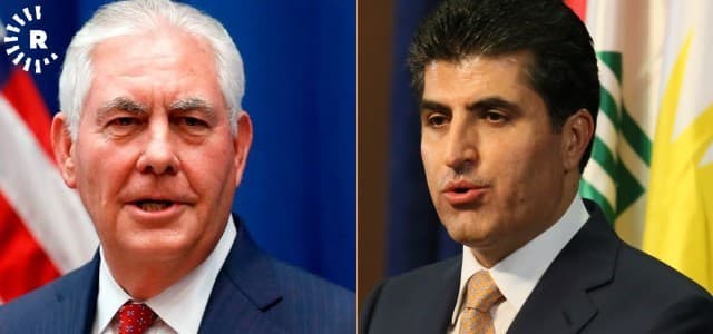 Photo composite : US Secretary of State Rex Tillerson [L] and Kurdistan Region's Prime Minister Nechirvan Barzani [R]. The two held a phone call on November 18, 2017. Photo: AFP/Rudaw