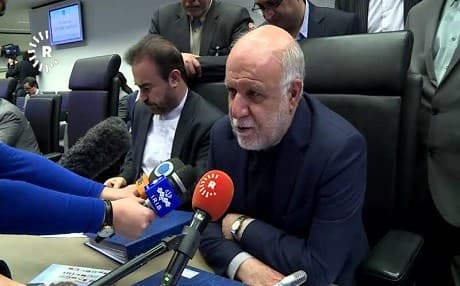 Iran's Oil Minister Bijan Zangeneh speaks to Rudaw reporter in Vienna, Austria  on November 29, 2017 at the meeting of the  Organization for Petroleum Exporting Countries. Photo: Rudaw TV