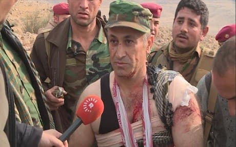 Peshmerga commander injured while repelling an ISIS attack near Makhmur southwest of Erbil, speaks to Rudaw on December 19, 2017. Photo: Rudaw TV