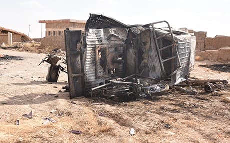 A bombed out vehicle lines a street in the Shingal village of Kocho in June 2017. Photo: Rudaw